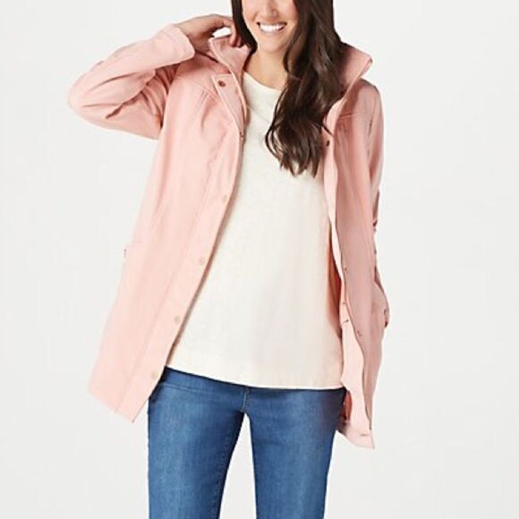 Isaac Mizrahi Water Repellent Softshell Hooded Jacket - Picture 1 of 6